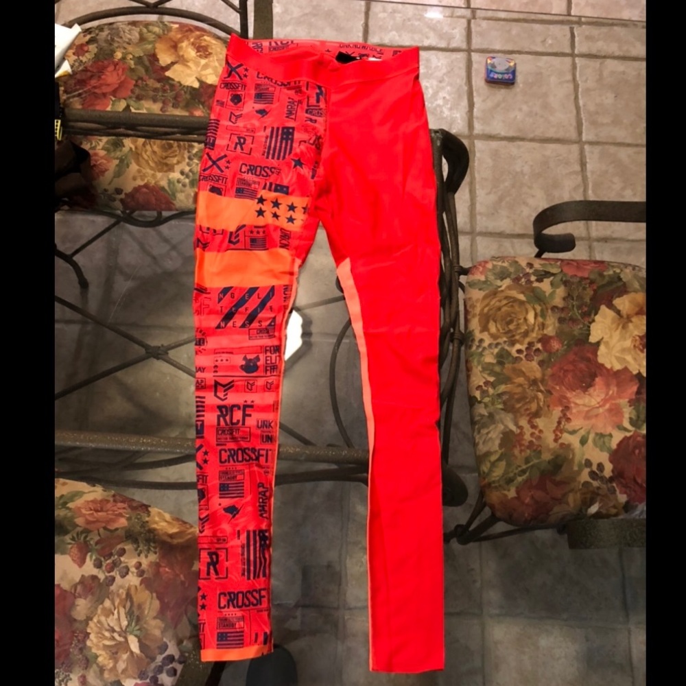 EUC Reebok Crossfit Leggings Small Orange/Red
